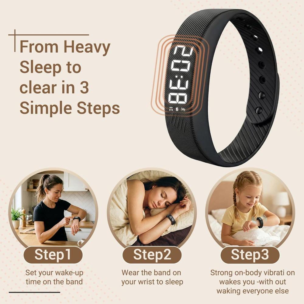 Vibrating Alarm Clock Wristbands and Silent Alarm Clock Wristbands Are Suitable for Deep Sleepers, Deaf People, and Students.