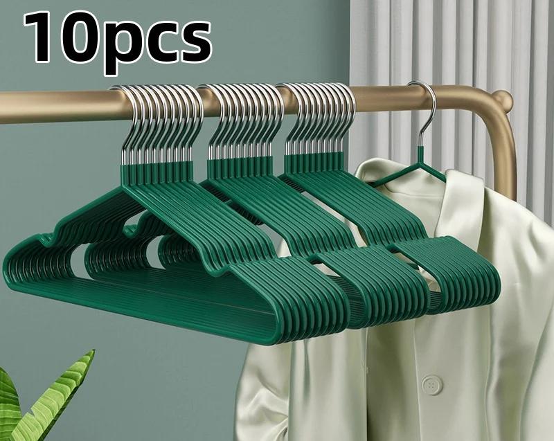 10 Non-slip Coated Metal Suit Hangers Heavy Duty Hangers Metal Shirt Hangers Traceless Simple Hangers Multifunctional Hangers