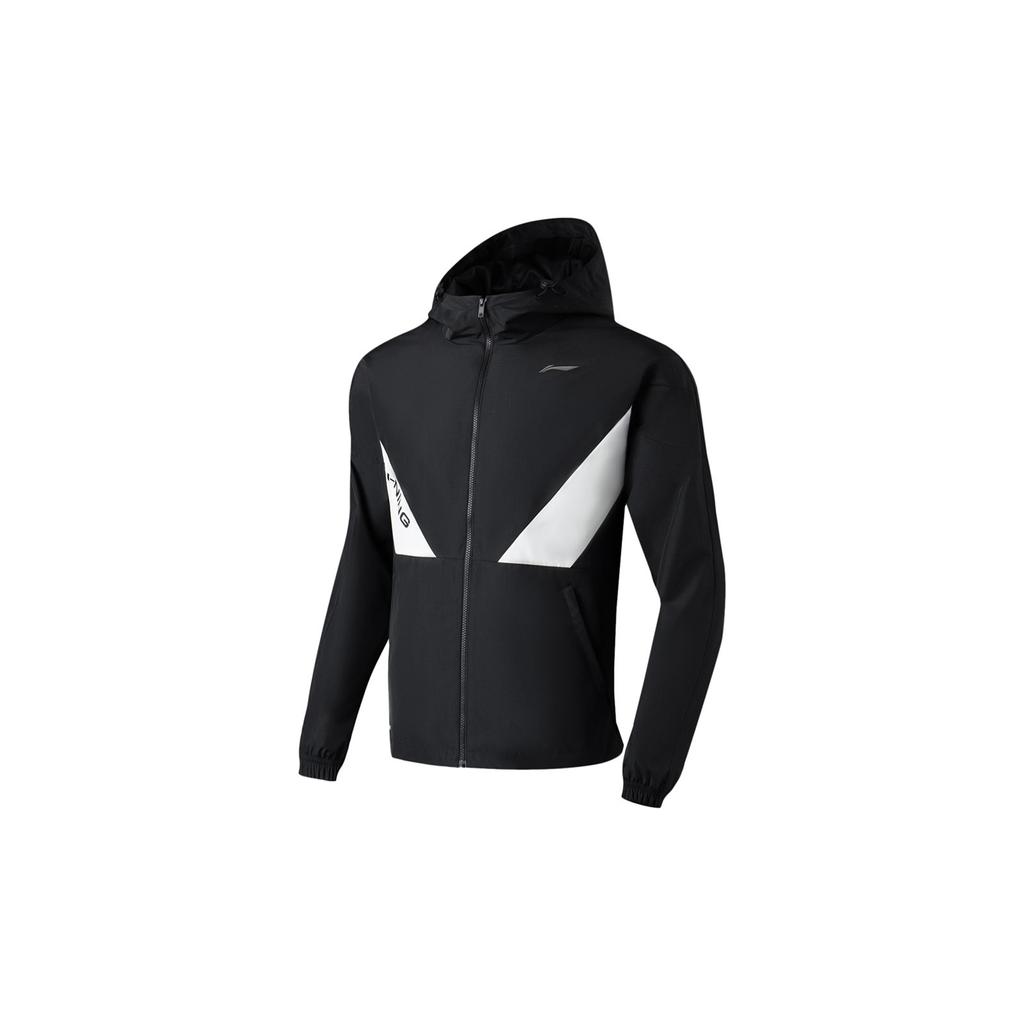 Li-Ning Color Block Hooded Zip Long Sleeve Windbreaker Jacket Men jackets Black AFDT033-1