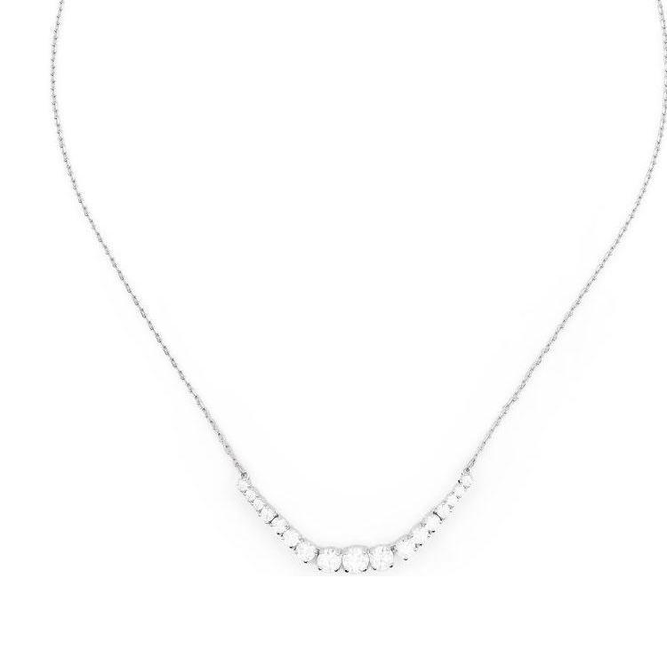 Swarovski Matrix Solid Color Design Zirconia Rhodium Plated Brass Necklace Women necklace Silver 5705396 F,Silver