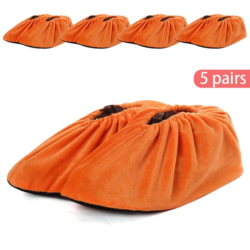 5 Pair Reusable Velvet Fabric Shoe Covers Non-slip Adult Washable Keep Floor Carpet Cleaning Indoor Outdoor Shoe Protector Cover