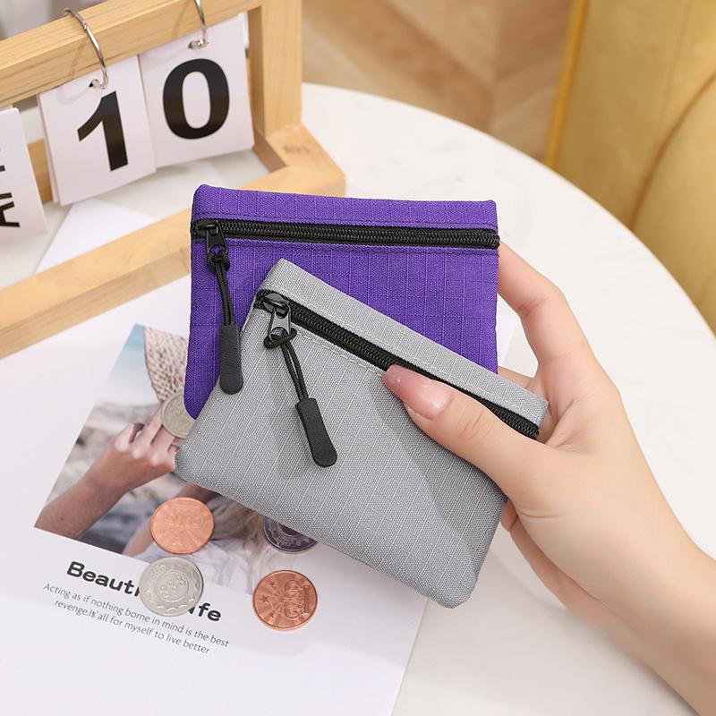 2024 Women's Mini Zipper Coin Purse - Solid Color Oxford Cloth Key Bag