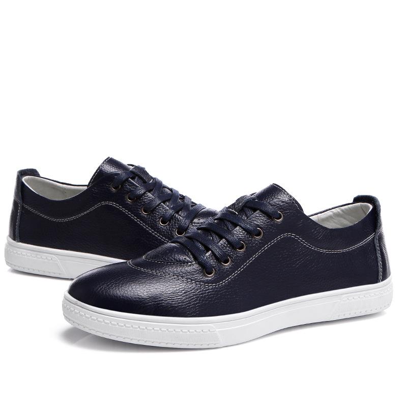 Summer New Sports Casual Men's Shoes Genuine Leather White Skateboard Shoes Breathable Trendy Pumps