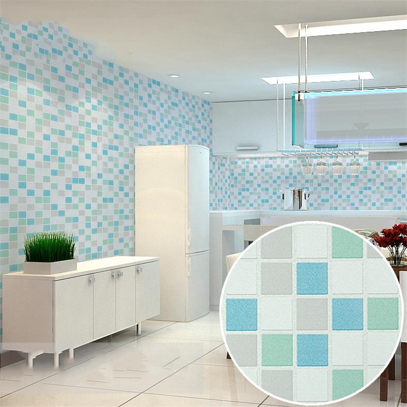 Self-Adhesive Waterproof Mosaic Tile Stickers Wallpaper Kitchen Backsplash Bathroom Cabinets Oil-Proof Renovation Film