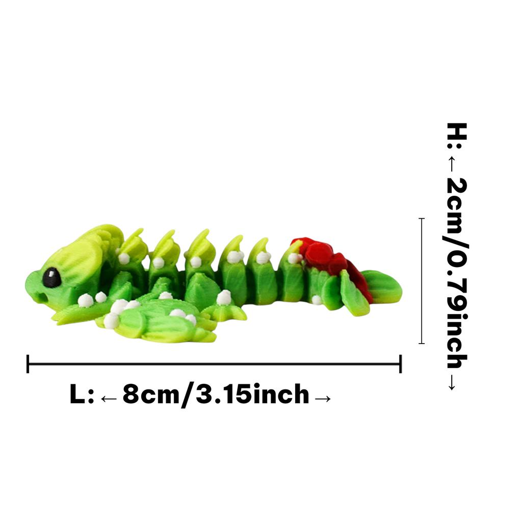 Cute Green Leaves Flying Dragon 3D Printed Toys Joints Free Movable Simulation Green Animal Dragon Model Home Decor Holiday Gift