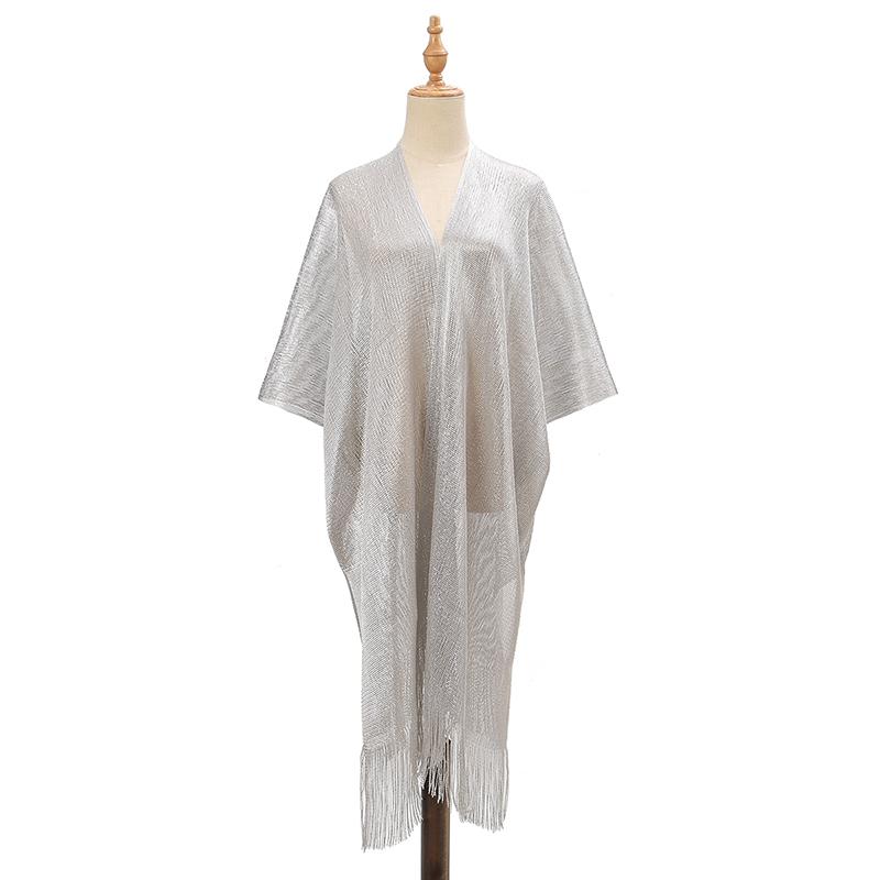 Tassel Gold Bikini Cover Up Sexy Beach Dress Tunics For Women Beachwear Summer Cover-Ups Kaftan Evening Party Knit Long Shawls