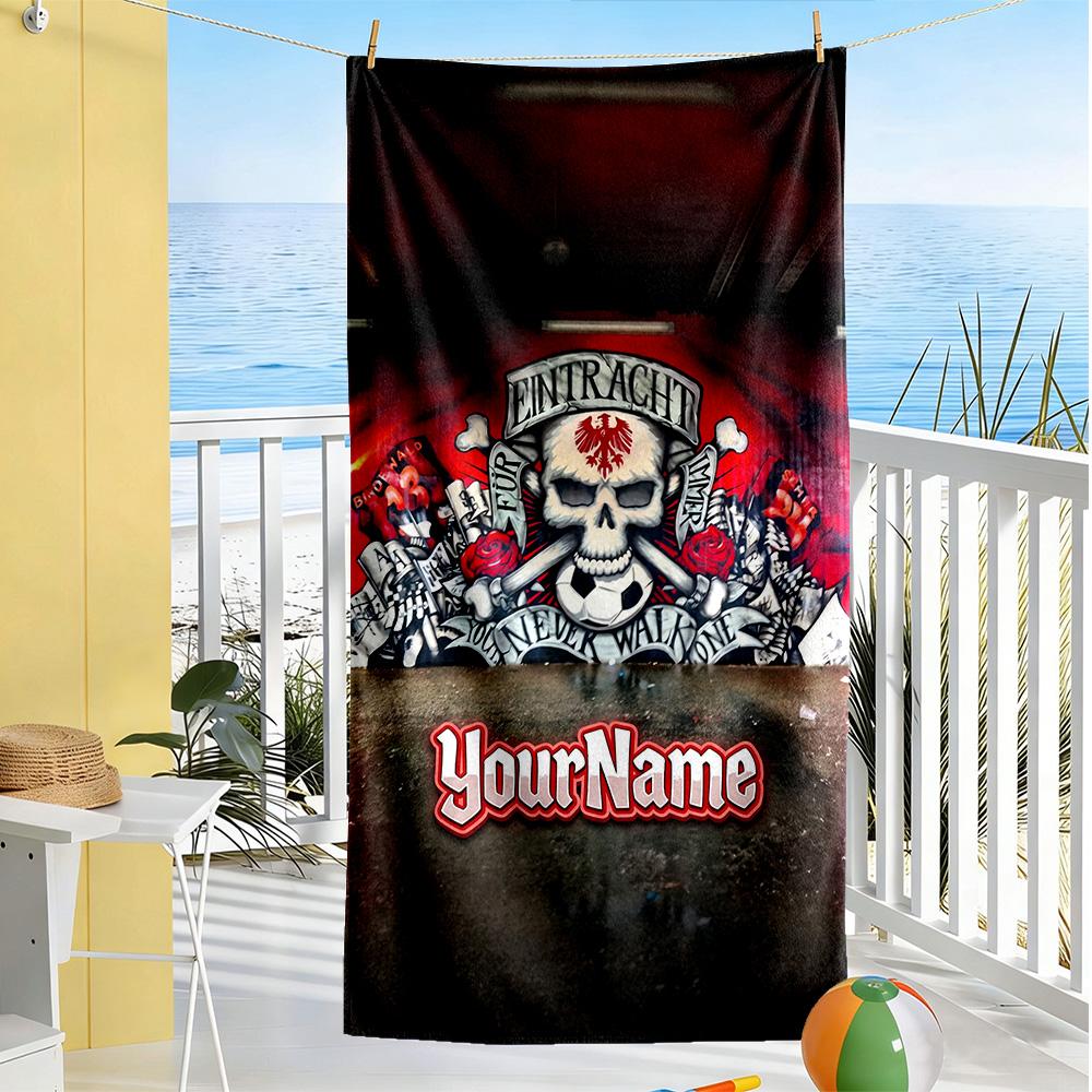 Eintracht Frankfurt Personalized Text Beach Towel Quickdry Soft Microfiber Perfect For Traveling Yoga Camping And Swimming