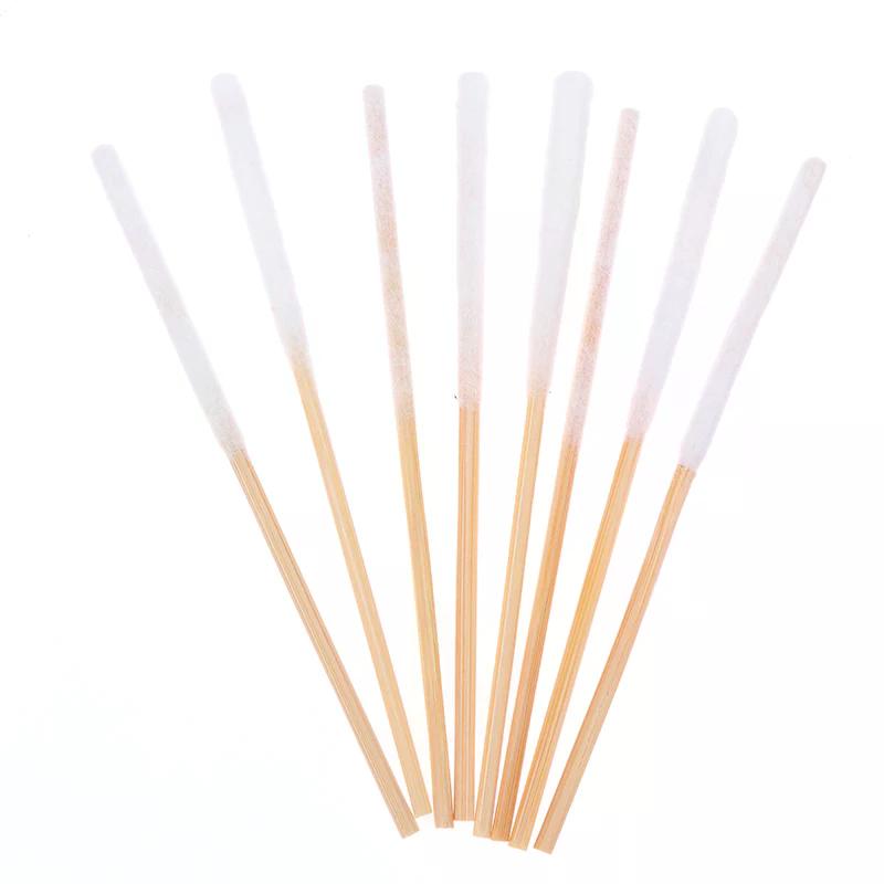 30pcs Bamboo Cotton Swabs Long Head for Tattoo Makeup Eyebrow Lip Cleaning