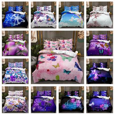 Juego de cama con mariposas de colores brillantes, funda nórdica 3D, tamaño completo DE/AU/EU, funda nórdica de lujo para mujer