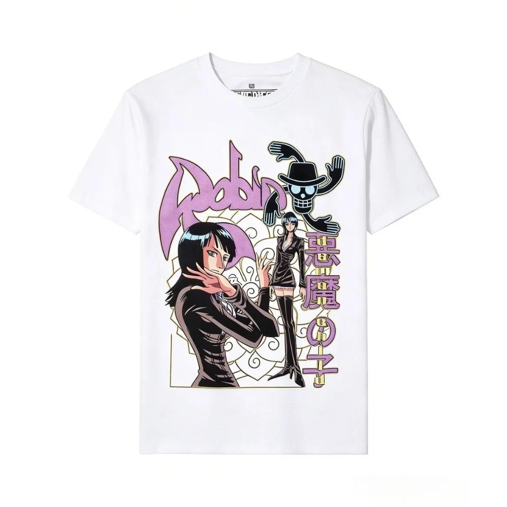 

One Piece Нико Робин «Дитя Дьявола» (Дитя дьявола) Ретро-коллаж персонажей Винтажная белая футболка оверсайз | Уличная футболка унисекс для фанатов сёнэн-аниме 4XL