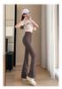 145cm Petite Sand Shark Bell Bottom Yoga Pants - Women's Plus Velvet Fitness Pants for Autumn/Winter