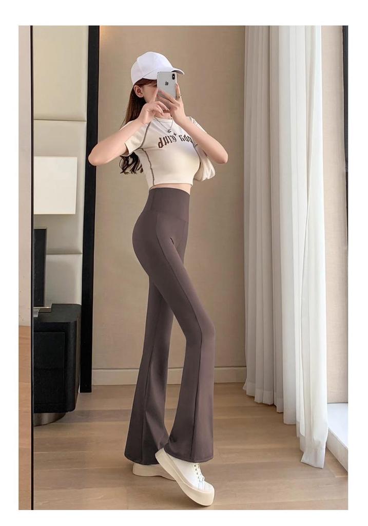 145cm Petite Sand Shark Bell Bottom Yoga Pants - Women's Plus Velvet Fitness Pants for Autumn/Winter