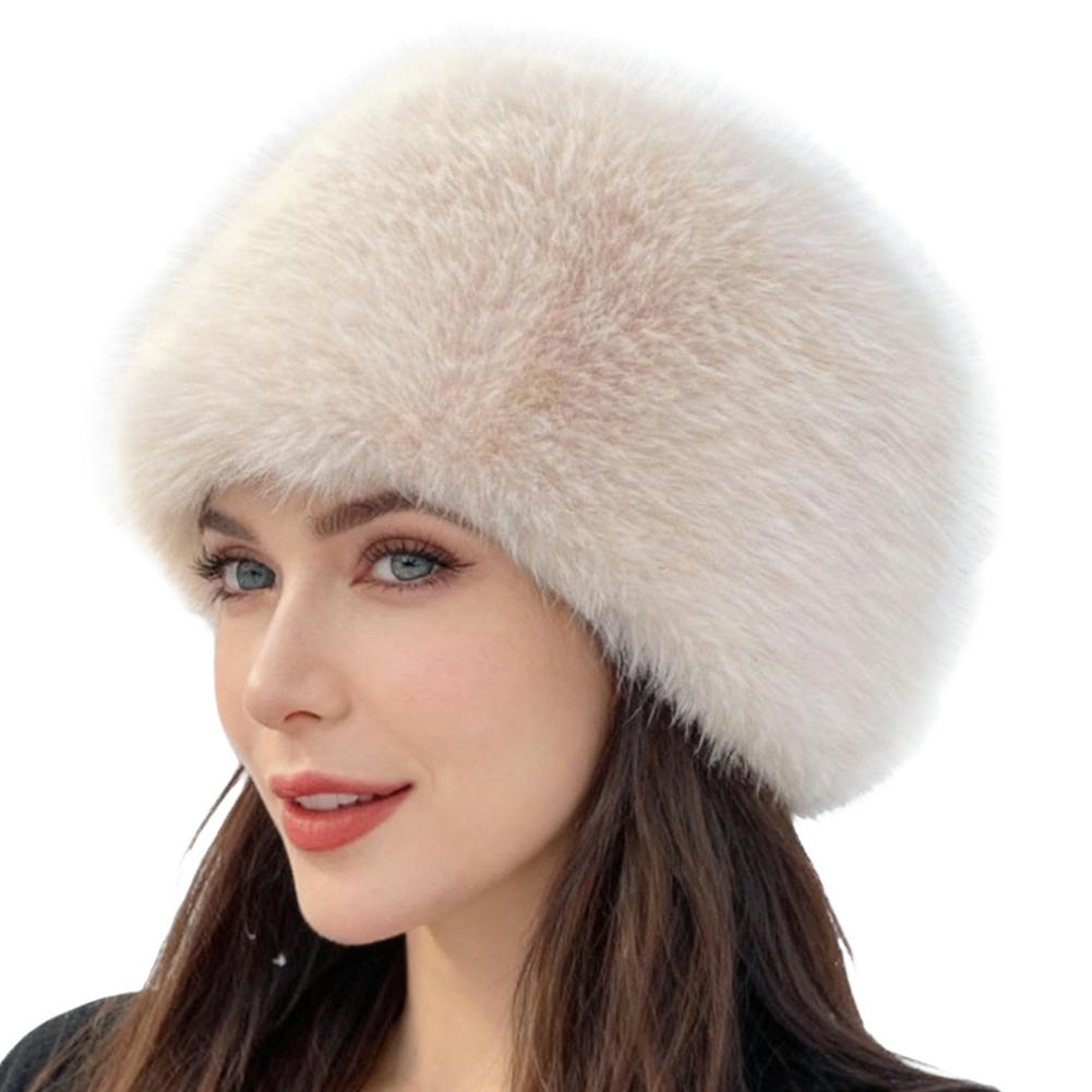 Fashion Plush Fluffy Fur Bucket Hat Warm Furry Panama Cap Ear Protection Soft Mongolian Cap Winter