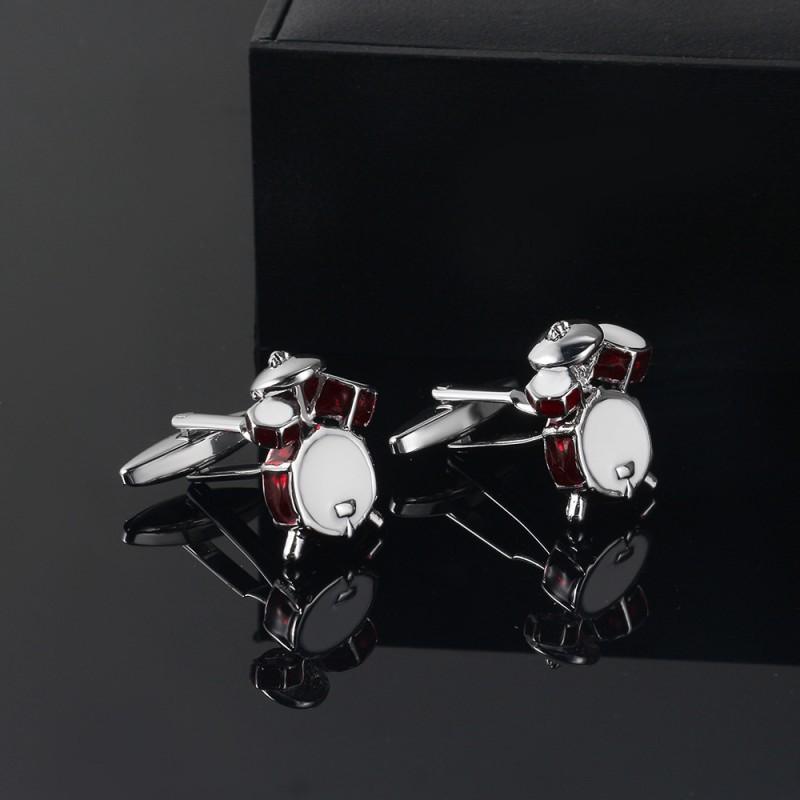 Drum Set Red Dot Painted Metal Enamel Cufflinks Men's French Shirt