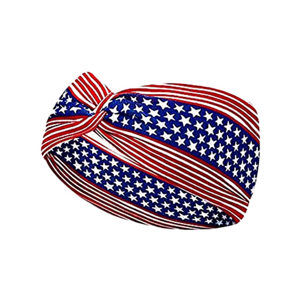 Retro Star Stripe Twisted Sweat Absorbing Yoga Running Headband for Sports and Party Decoration Unisex Stretchy Hair Band
