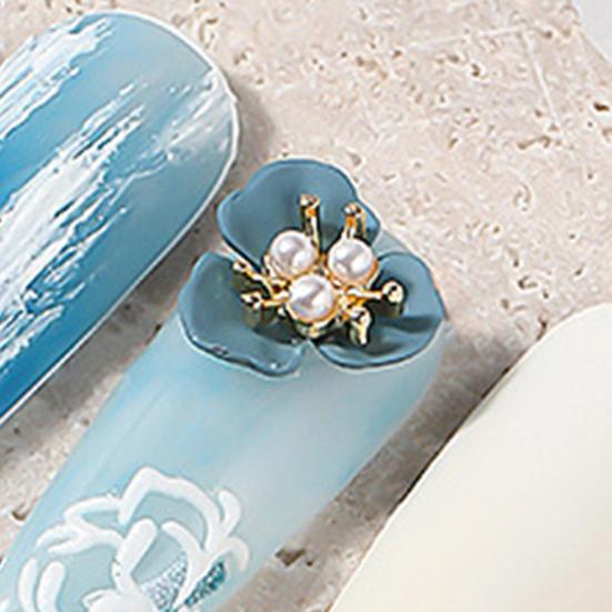 Yousheng 5Pcs Flower Nail Decor Fashionable Stylish Nail Accessories Artificial Pearl Flower Nail Art Stud for Salon