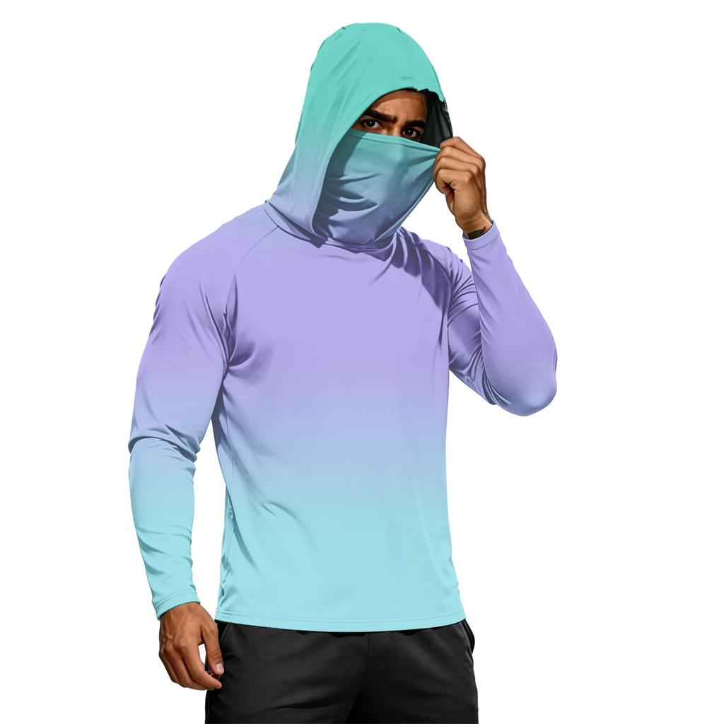 Herren Sommer Langarm Hoodie UPF50+ Sonnenschutz Schnelltrocknend Fitness Sportshirt Leicht Atmungsaktiv Outdoor Activewear