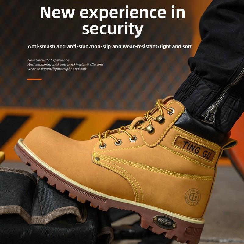 High Quality Safety Shoes Steel Toe Men's Boots Anti-smash Anti-puncture Work Boots Wear-resistant Slip-Resistant Winter Boots