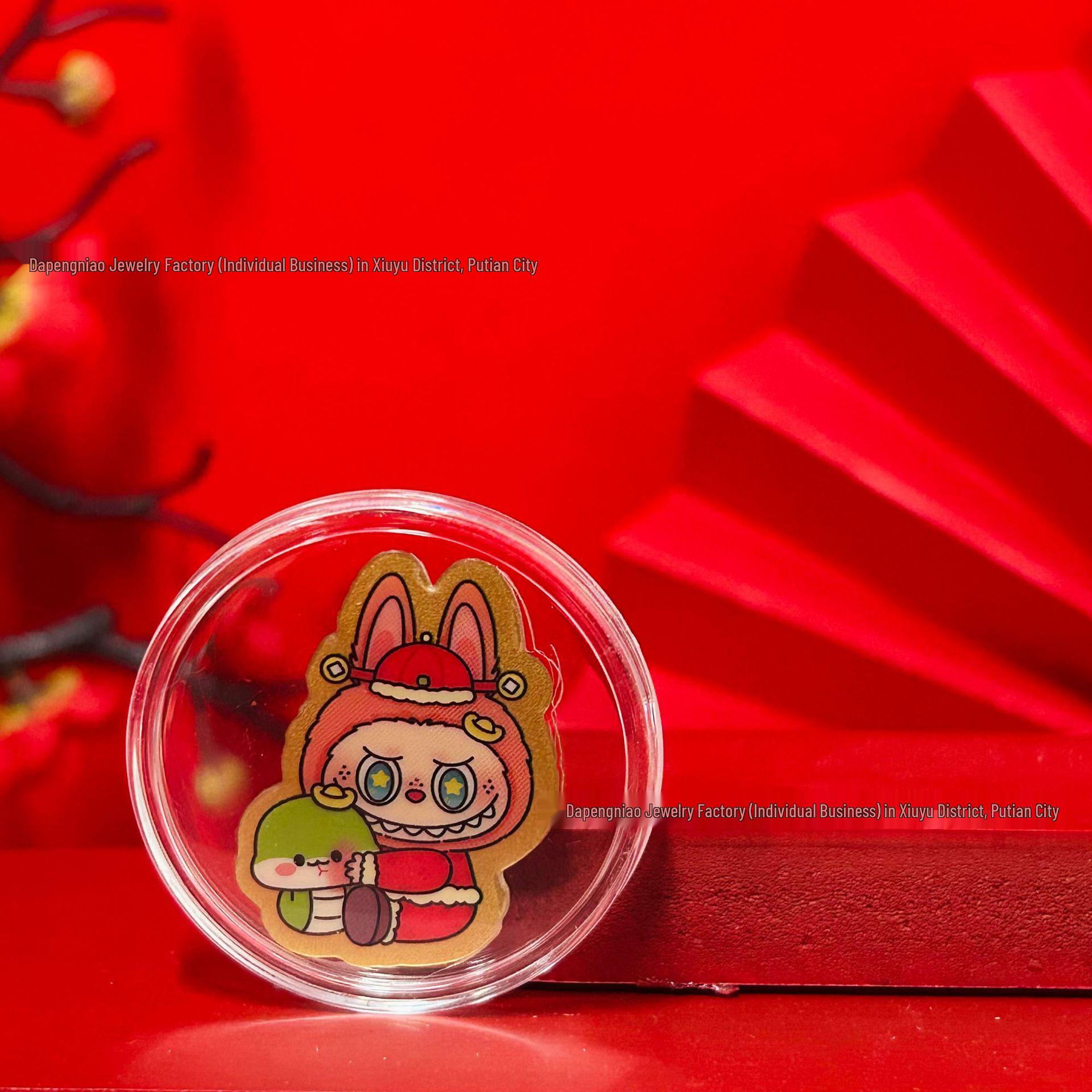 999 Pure Gold Labubu Cute Cartoon Phone Stickers in Gold