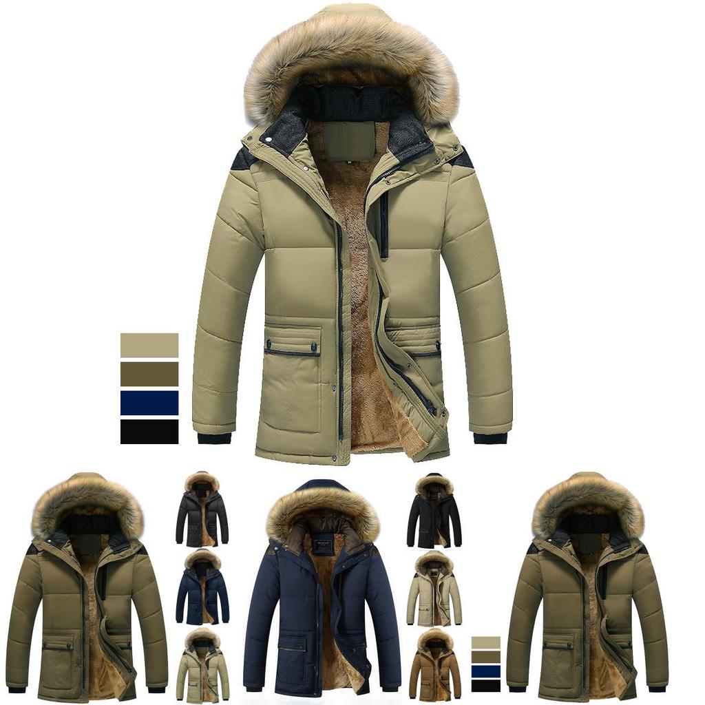 Men's Military Coat Thicken Warm Outwear Parka Hooded Jacket Outdoor Winter Fashion