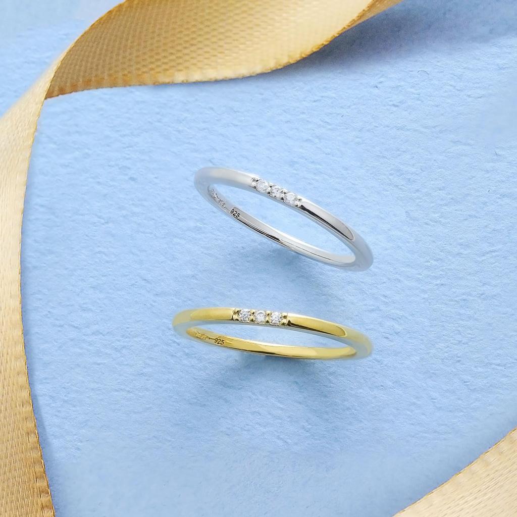 Lala Christie Women's Pinky Ring, Silver 925, Yellow Gold, and Cubic Zirconia, Size 3