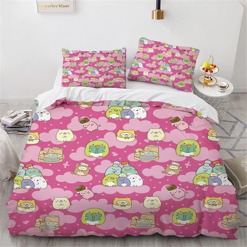 Japansk Tecknad Sumikko Gurashi Anime Sängkläder Set Kawaii Söt Sumikkogurashis Påslakan Täcke Örngott Queen King
