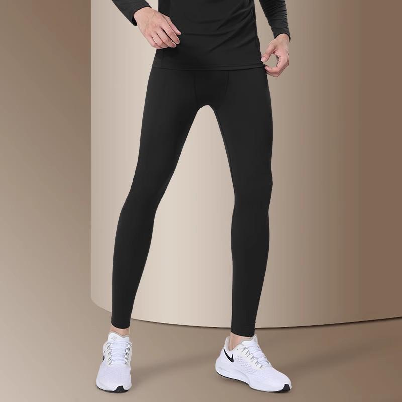 Men's Fleece-Lined Winter Base Layer Pants: High Elasticity, Quick-Drying, Warm, Tight-Fitting, Ideal for Yoga, Training, and Outdoor Sports.