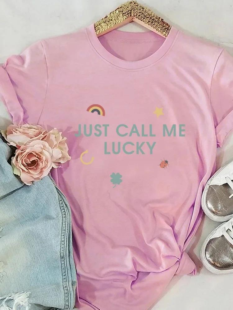 Just Call Me Lucky Stars Print Women T Shirt Short Sleeve O Neck Loose Women Tshirt Ladies Tee Shirt Tops Camisetas Mujer
