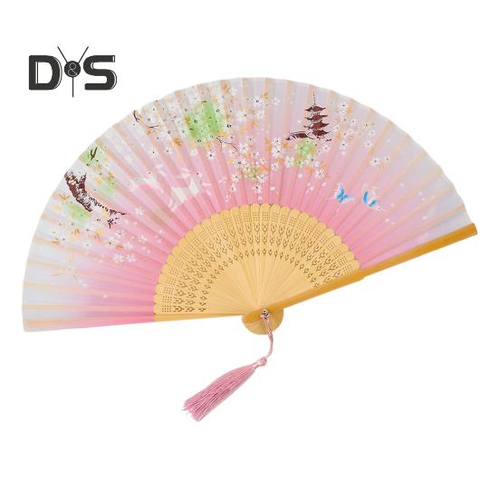 Faltfächer im chinesischen Stil mit Quasten, tragbarer Handkühlventilator für den Sommer, Dekoration, Tanz-Performance-Requisiten, Party-Kostümzubehör