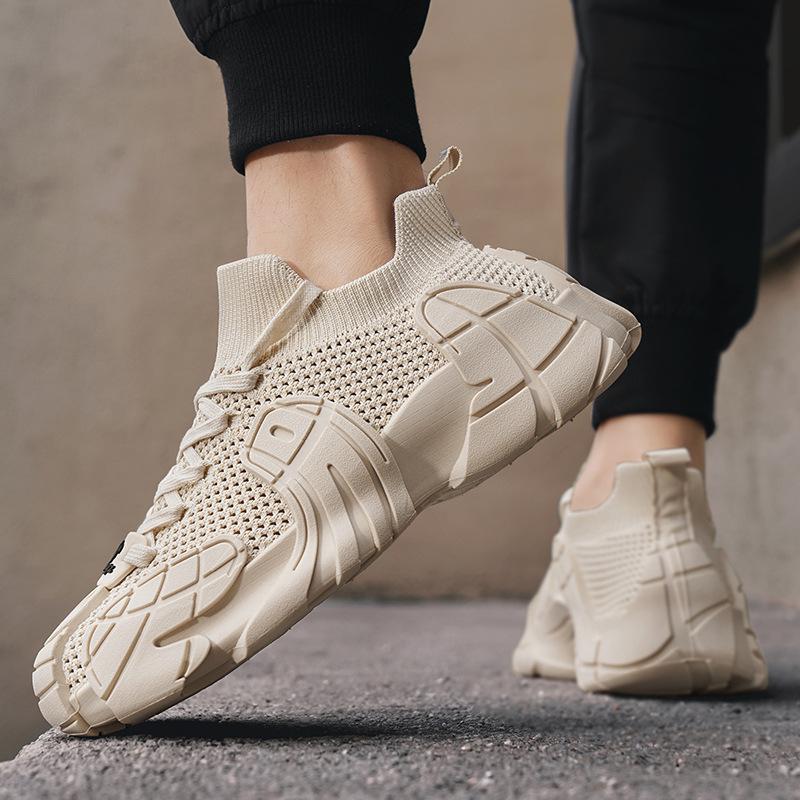 2025 Summer New Platform Sports Shoes Lace-up Non-slip Fly-woven Men's Shoes Socks Mouth Trend Outdoor Trend Shoes