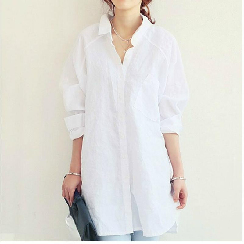 Spring and Summer Shirts, Loose, Plus Size, Long Cotton and Linen Texture Dress Shirts