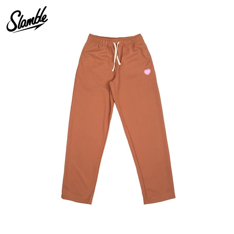 Slamble Girls' Waffle Knit Pants, Loose Straight-Leg Sports Casual Long Pants, Versatile Autumn New Style