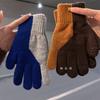 2025 New Color Matching Gloves Women's Winter Thickened Warm Student Cycling Cycling Cold Winter Finger Touch Screen