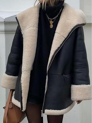 2024 Dámsky kabát z jahňacej vlny nadmernej veľkosti: Európsky a americký štýl, voľný, jednodielny kožuch na jeseň/zimu.