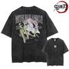 Demon Slayer Summer Washed Vintage T Shirts Man Anime Print Parentchild ONeck Oversized Short Sleeved Tees Unisex Tops