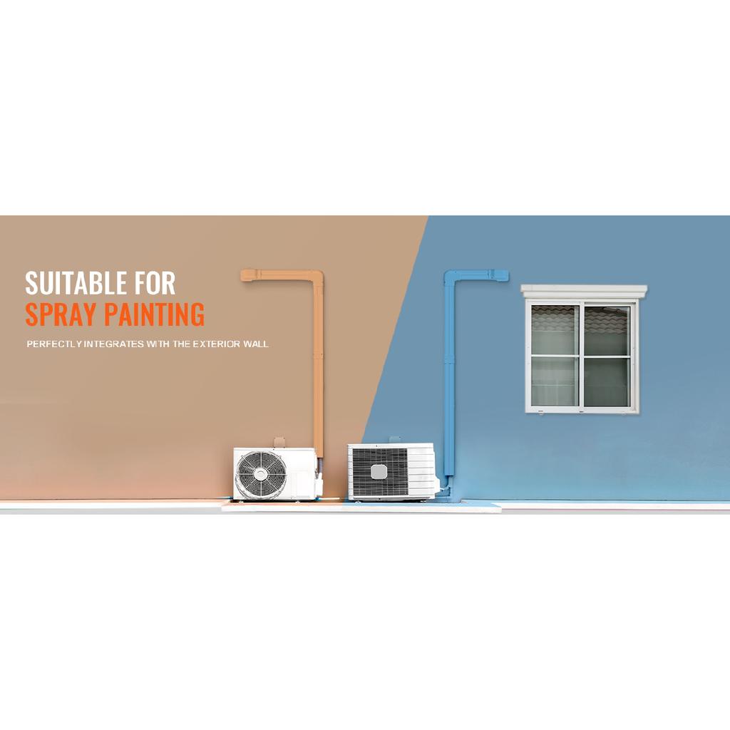 SucceBuy Mini Split Line Set Cover PVC Decorative Pipe Line Cover For Air Conditioner Easy To Install Paintable for Heat Pump
