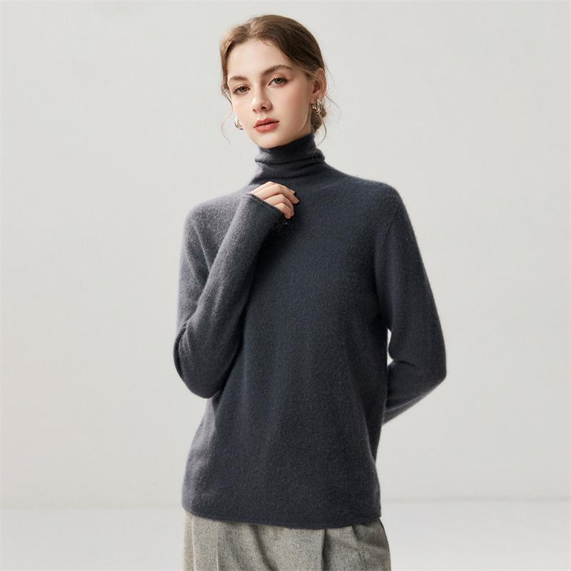 Lekasha Women's Cashmere High-Neck Twelve-Needle Knit Sweater