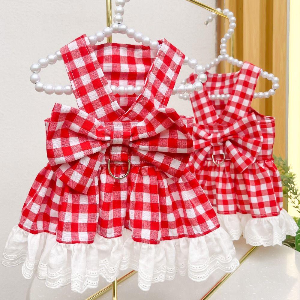 Soft Pet Summer Clothes Fashion Pet Dresses Pet Supplies Cat Plaid Skirt Small Animal