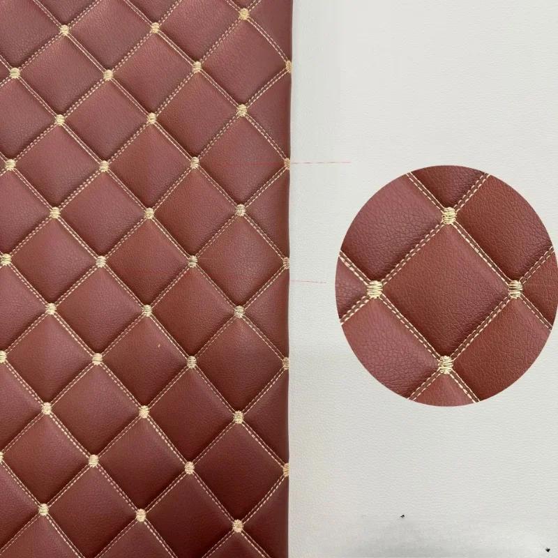 

Композитная губка Ромбовидный узор Стеганая ПВХ-кожа Ткань DIY Шитье Салон автомобиля Коврик для ног Искусственная кожа Чехол на сиденье автомобиля 100x155cm коричневый