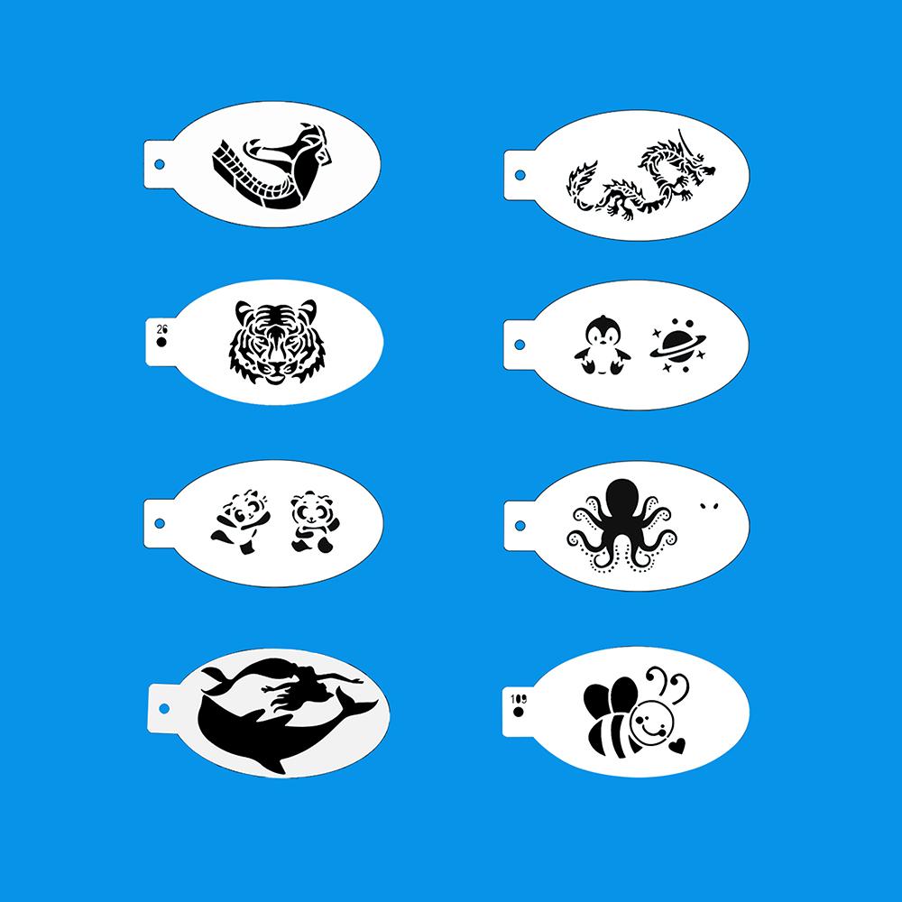 8 szt. 9 szt. Wielokrotnego użytku Szablony do Malowania Twarzy do Malowania Ciała Halloween Party Makijaż Szablony do Tymczasowych Tatuaży