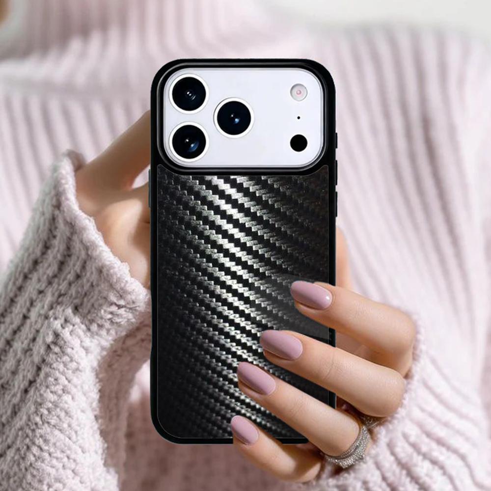 Carbon Fibre Effect Pattern Phone Case For Apple iPhone 17 Air 16E 15 14 Plus 13 12 11 Pro Max Mini Funda Cover