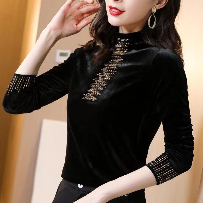 New Autumn and Winter Half Turtleneck Temperament Long-sleeved T-shirt