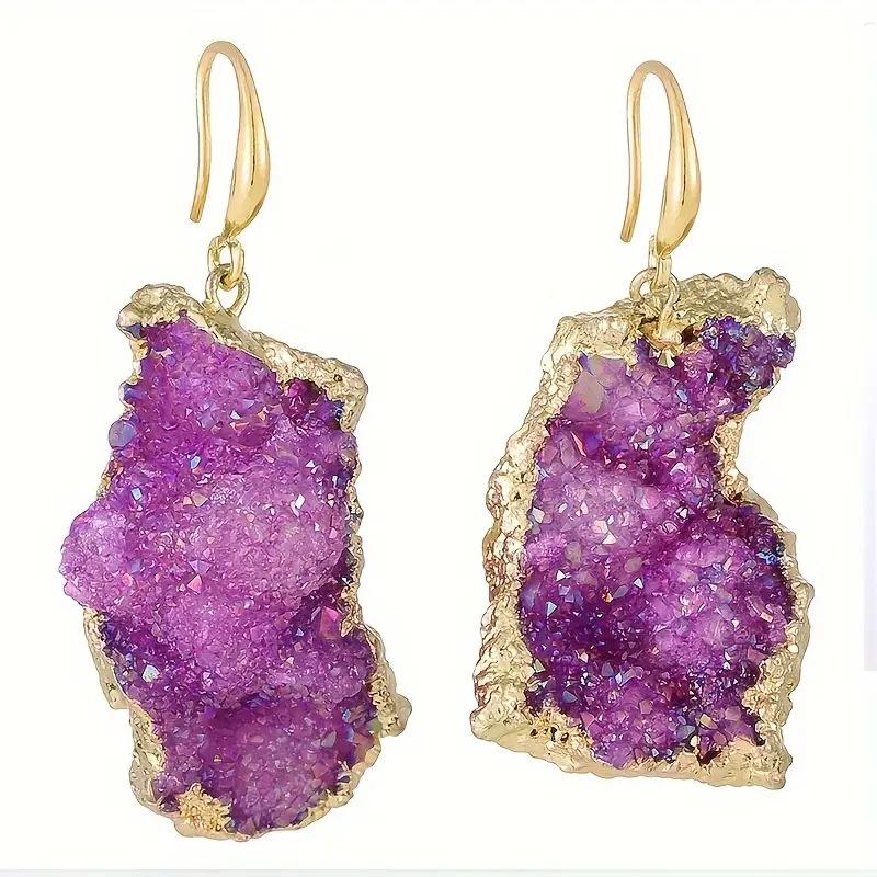 

Серьги-кластеры из натурального хрусталя с позолотой, серьги в форме зубцов из натурального хрусталя, модные и простые серьги с медной отделкой. розы красного