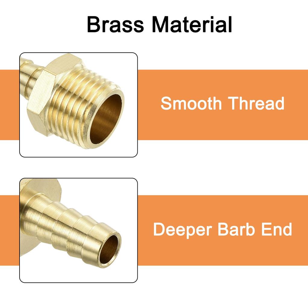 uxcell 2pcs Hose Nipple 1/2 NPT 1.7 x 0.8 inches (42 x 21 mm)