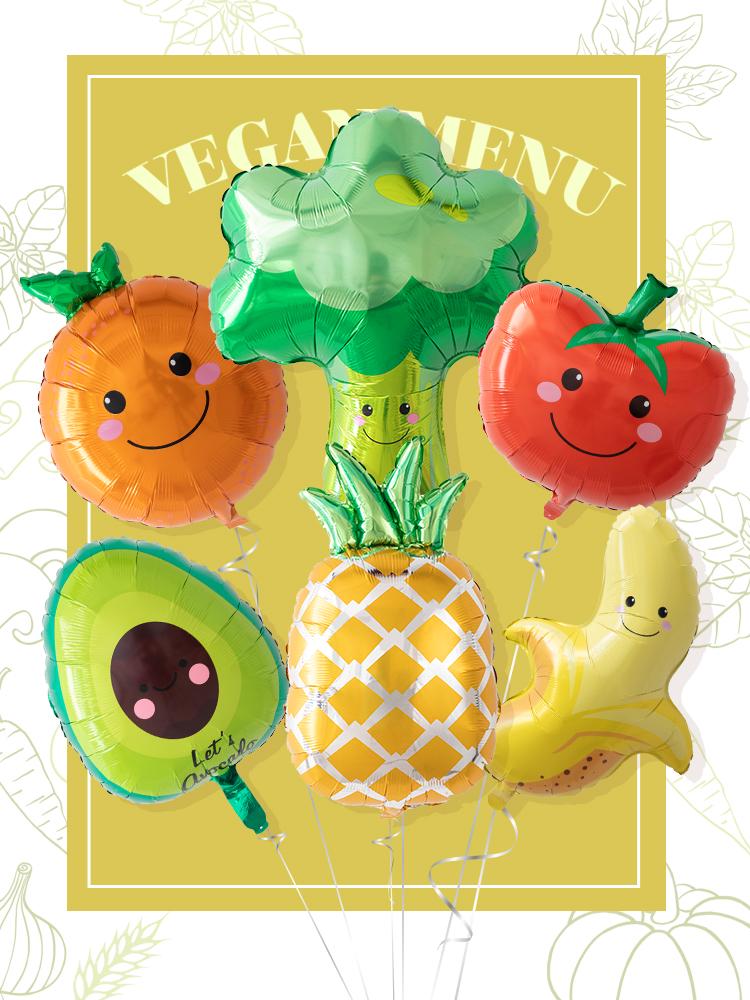 Kids Cartoon Fruit & Veggie Foil Air Balloons - Creative First Birthday Party Decor