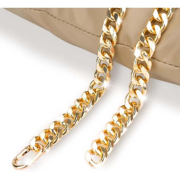 Dog Chain Collar Gold Durable Light Metal Dog Gold Cuban Link Cute Fashion Jewelry Accessories for Dogs (19MM)(12)