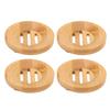 4Pcs Bamboo Soap Rack Drainable Easy to Clean Bathroom Kitchen Soap Holder Dia 8cm