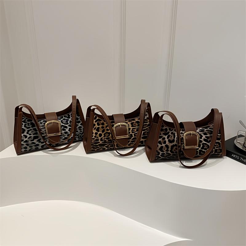 Women's Handbag, Retro Fashionable Leopard Print Versatile Underarm Shoulder Bag, Suitable for Work, Shopping, Commuting, and Vacation Occasions.