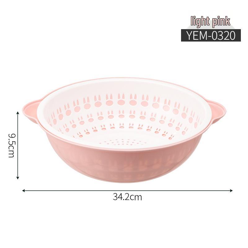 Double-Layer Round Drain Basket: Kitchen Plastic Rice & Vegetable Washing Basin