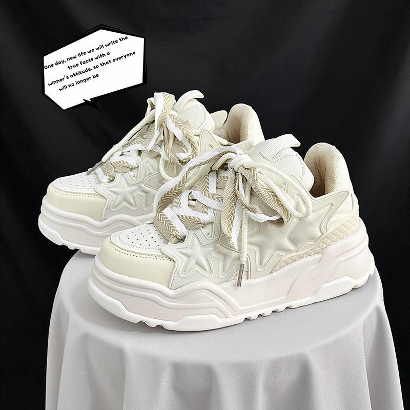Women Platform Sneakers Star Design Casual Lace Up Sports Shoes Comfortable Sneakers Outdoor Running Tennis Shoes Couple 36-44